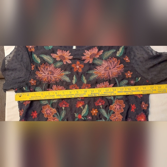 Whimsigoth Floral Embroidered Blouse Swiss Dot Dark Romantic - Picture 12 of 16